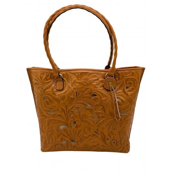 PATRICIA NASH Adeline Leather Cutout Tooled Tote Bag Classic Busines Travel Boho - Picture 1 of 14